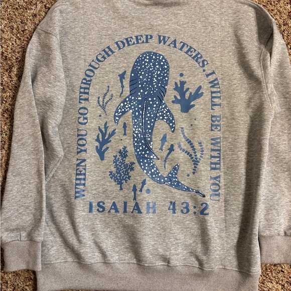 Tops - 🚨final sale🚨 Womens crewneck Sweatshirt Christian Bible Verse Blue Whale Shark